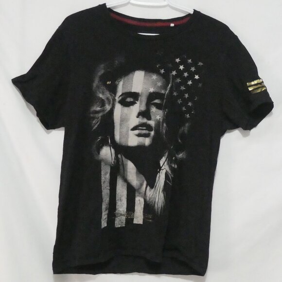 GUESS | medium | Black Graphic Short Sleeve Tee / T-Shirt | Gold Print on Sleeve - Picture 1 of 14
